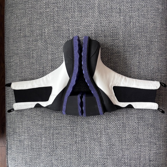 Off-White Luxury Italian Chelsea Leather Boots Purple Accent Chunky Sole Size 39 - Picture 5 of 12